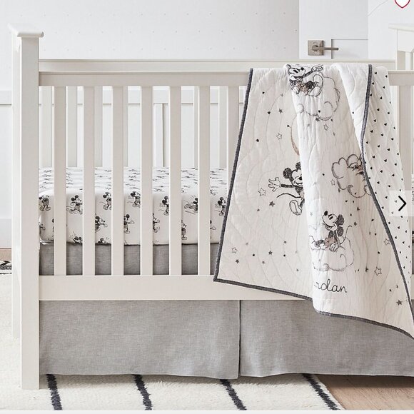 Pottery Barn Kids Belgian Flax Linen Crib Skirt Chambray - Picture 5 of 5